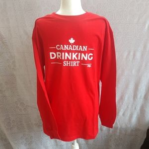 Canadian Drinking Shirt Novelty Funny Saying Long Sleeve Red Shirt